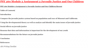 PSY 260 Module 2 Assignment 2 Juvenile Justice and Our Children