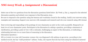 NSG 6005 Week 3  Assignment 1 Discussion