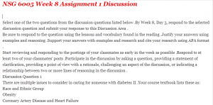 NSG 6005 Week 8 Assignment 1 Discussion