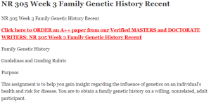 NR 305 Week 3 Family Genetic History Recent