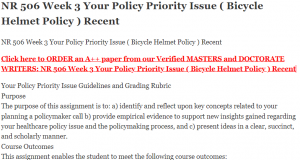 NR 506 Week 3 Your Policy Priority Issue ( Bicycle Helmet Policy ) Recent