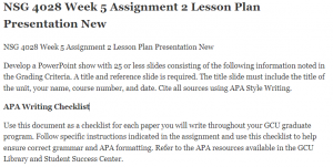 NSG 4028 Week 5 Assignment 2 Lesson Plan Presentation New