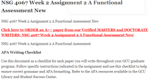 NSG 4067 Week 2 Assignment 2 A Functional Assessment New