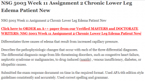 NSG 5003 Week 11 Assignment 2 Chronic Lower Leg Edema Patient New