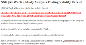 NSG 512 Week 4 Study Analysis Testing Validity Recent