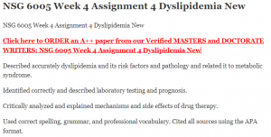 NSG 6005 Week 4 Assignment 4 Dyslipidemia New