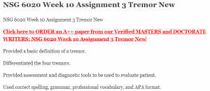NSG 6020 Week 10 Assignment 3 Tremor New