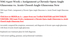 NSG 6420 Week 1 Assignment 3 Chronic Open-Angle Glaucoma vs. Acute Closed-Angle Glaucoma New