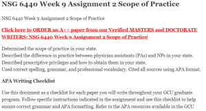 NSG 6440 Week 9 Assignment 2 Scope of Practice