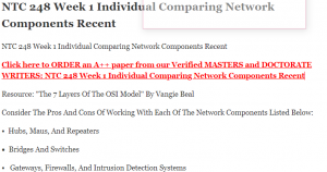 NTC 248 Week 1 Individual Comparing Network Components Recent