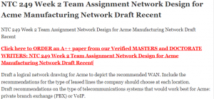 NTC 249 Week 2 Team Assignment Network Design for Acme Manufacturing Network Draft Recent