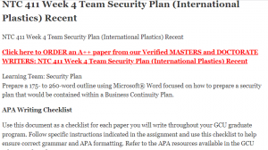NTC 411 Week 4 Team Security Plan (International Plastics) Recent