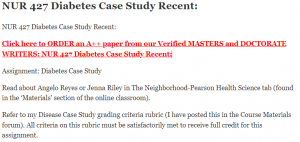 NUR 427 Diabetes Case Study Recent