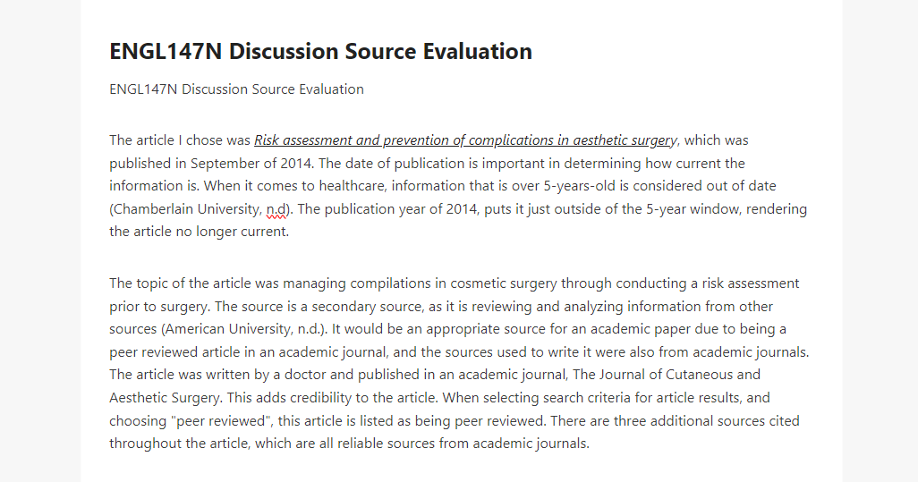 ENGL147N Discussion Source Evaluation