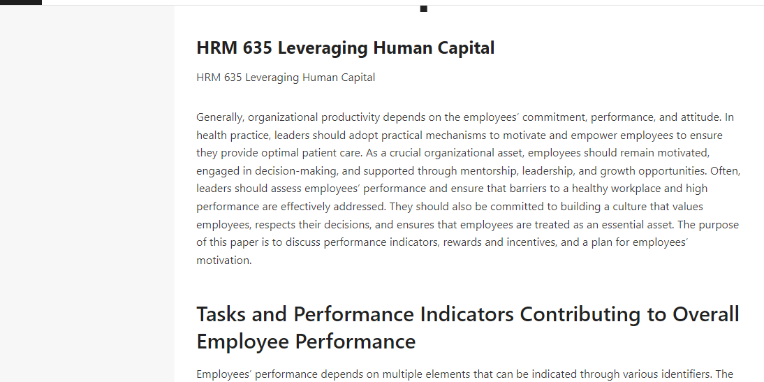 HRM 635 Leveraging Human Capital