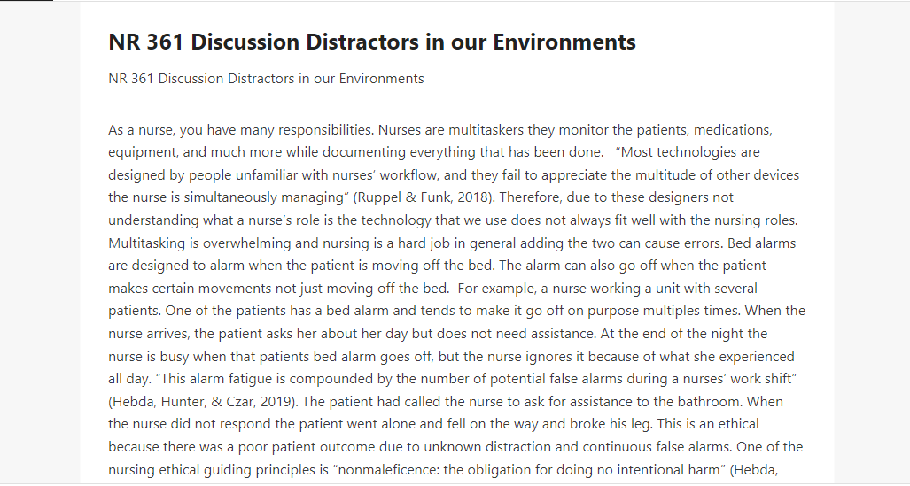 NR 361 Discussion Distractors in our Environments 