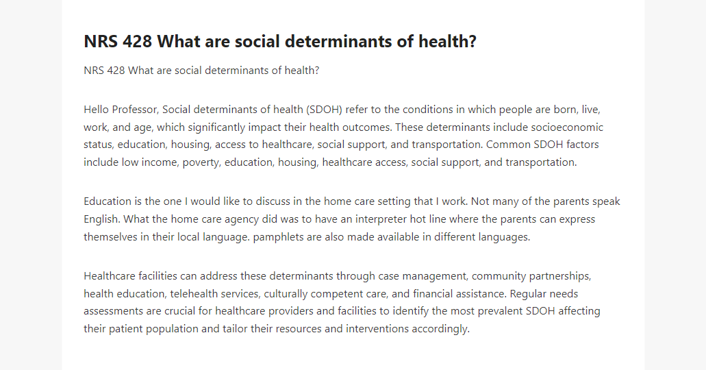 NRS 428 What are social determinants of health