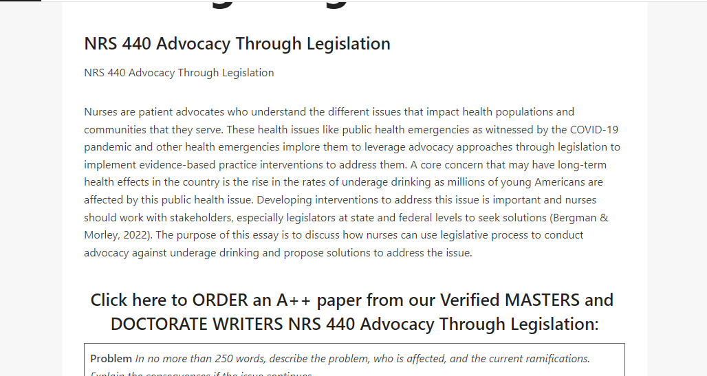 NRS 440 Advocacy Through Legislation