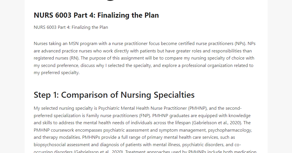 NURS 6003 Part 4 Finalizing the Plan
