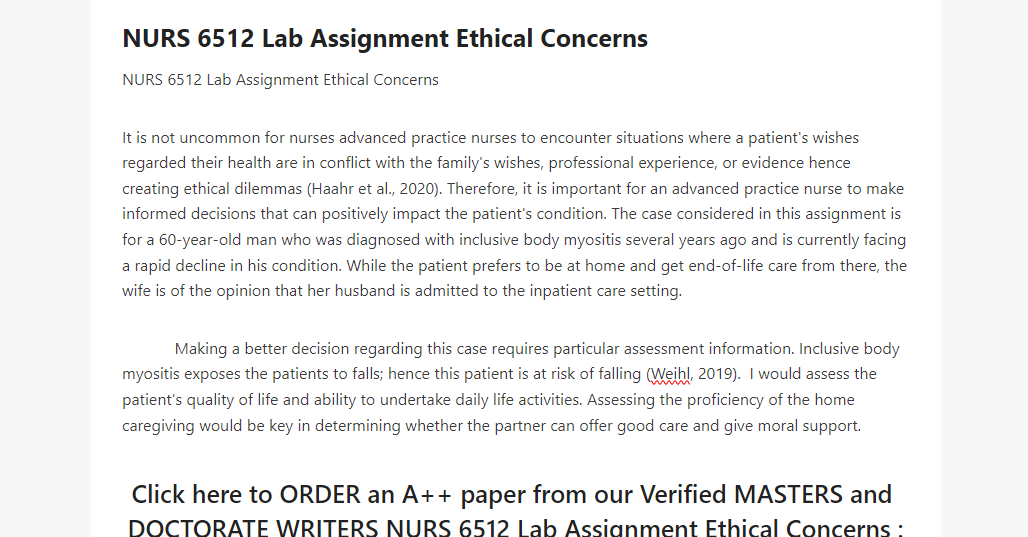 NURS 6512 Lab Assignment Ethical Concerns 