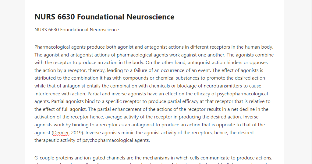 NURS 6630 Foundational Neuroscience 