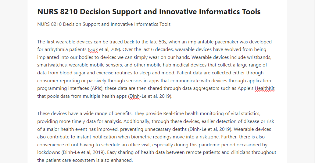 NURS 8210 Decision Support and Innovative Informatics Tools