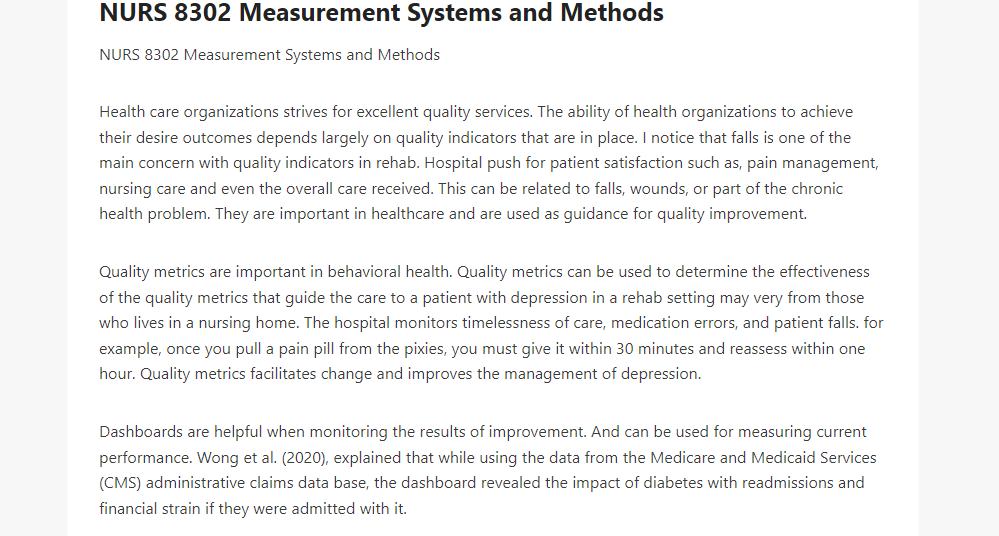 NURS 8302 Measurement Systems and Methods
