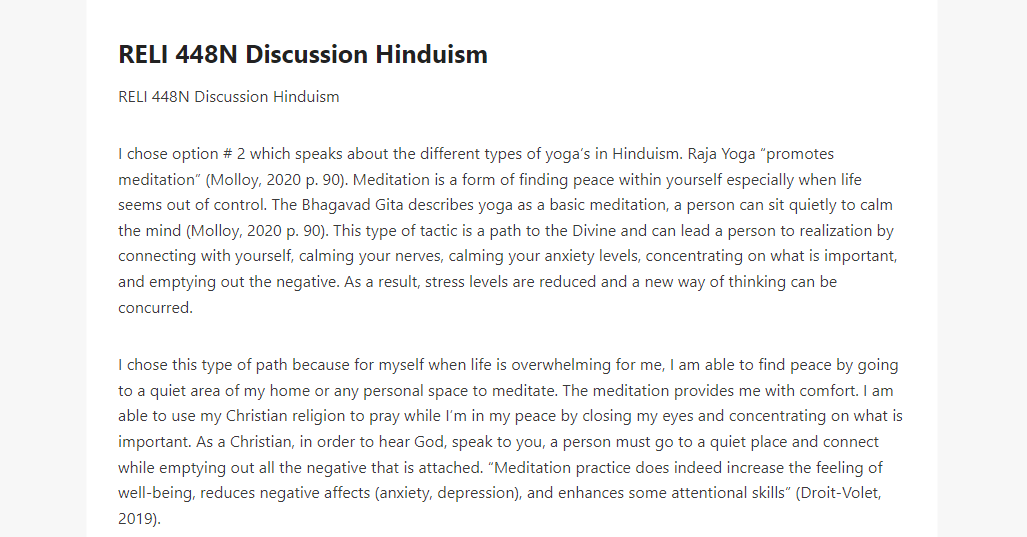 RELI 448N Discussion Hinduism 