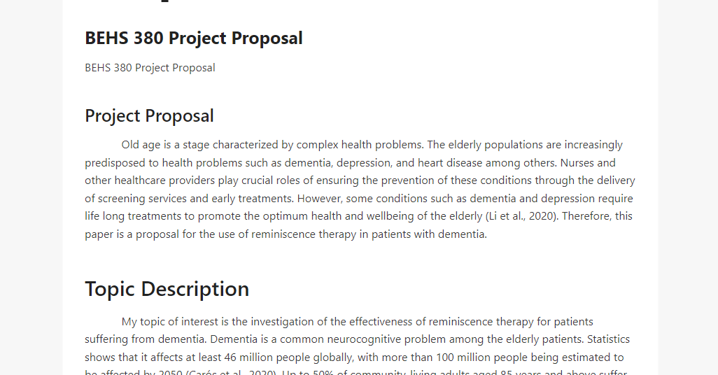 BEHS 380 Project Proposal