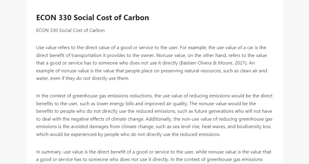 ECON 330 Social Cost of Carbon