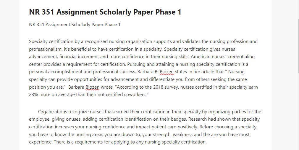 NR 351 Assignment Scholarly Paper Phase 1 