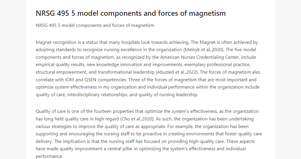 NRSG 495 5 model components and forces of magnetism