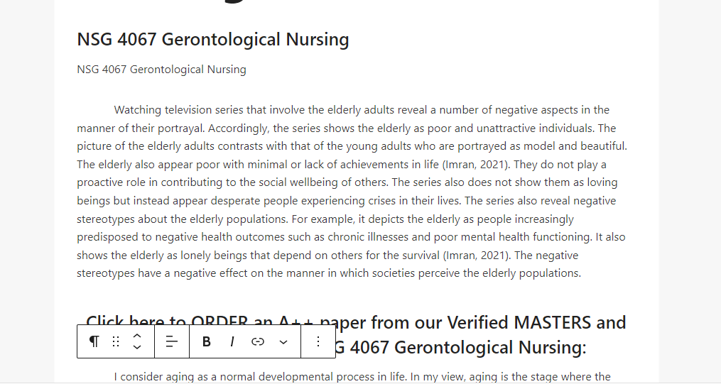 NSG 4067 Gerontological Nursing