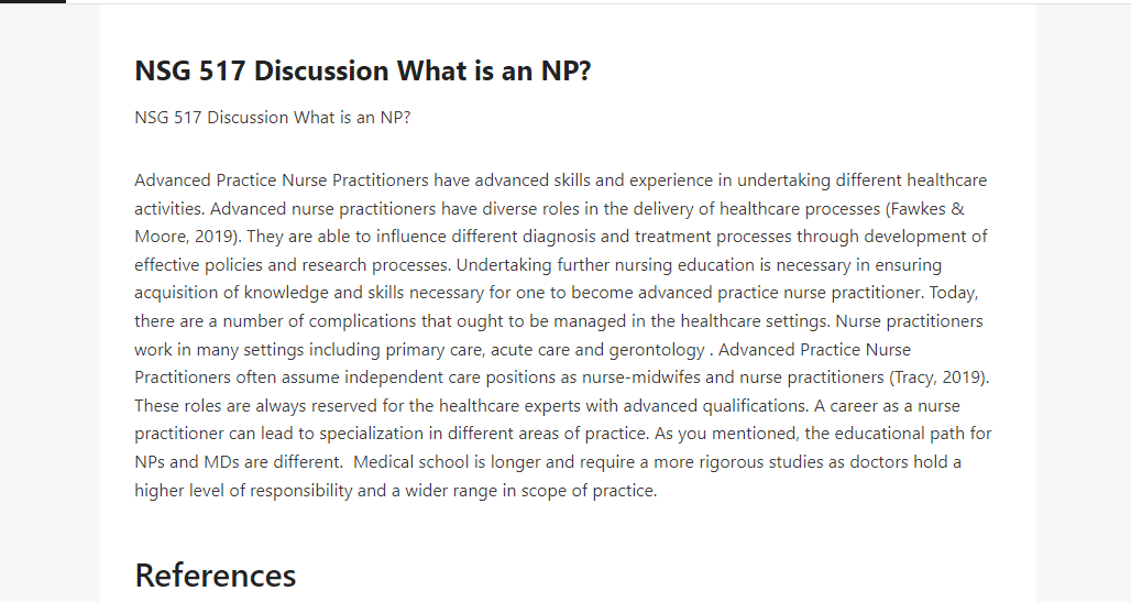 NSG 517 Discussion What is an NP