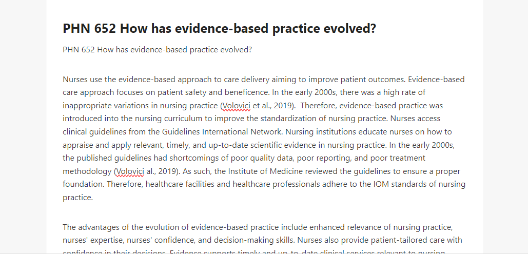 PHN 652 How has evidence-based practice evolved