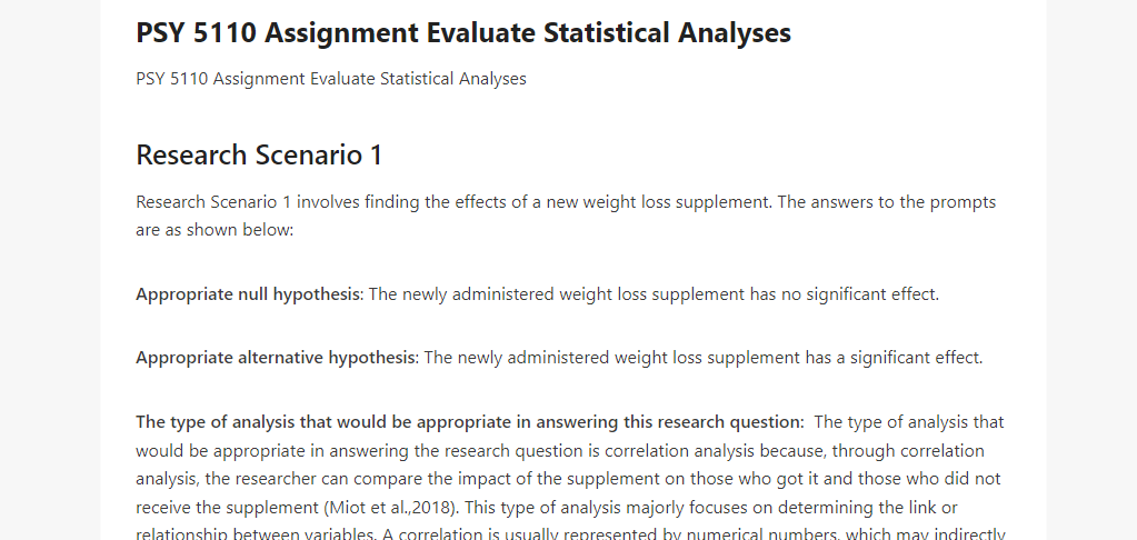 PSY 5110 Assignment Evaluate Statistical Analyses 